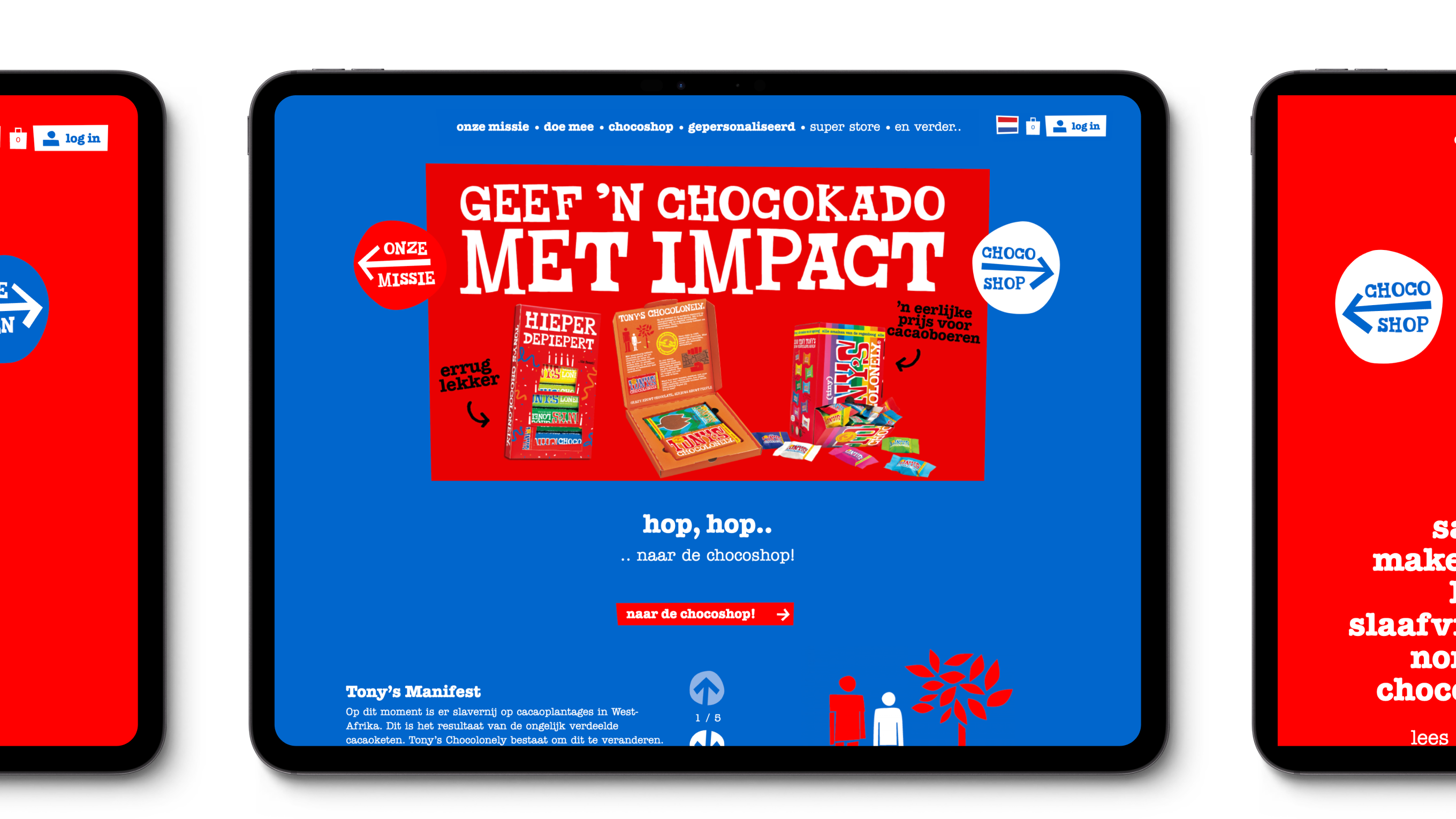 Tablet met de chocoshop van Tony's Chocolonely