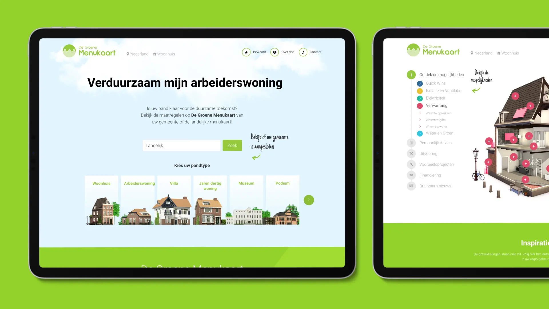 Screenshot van De Groene Grachten op een iPad