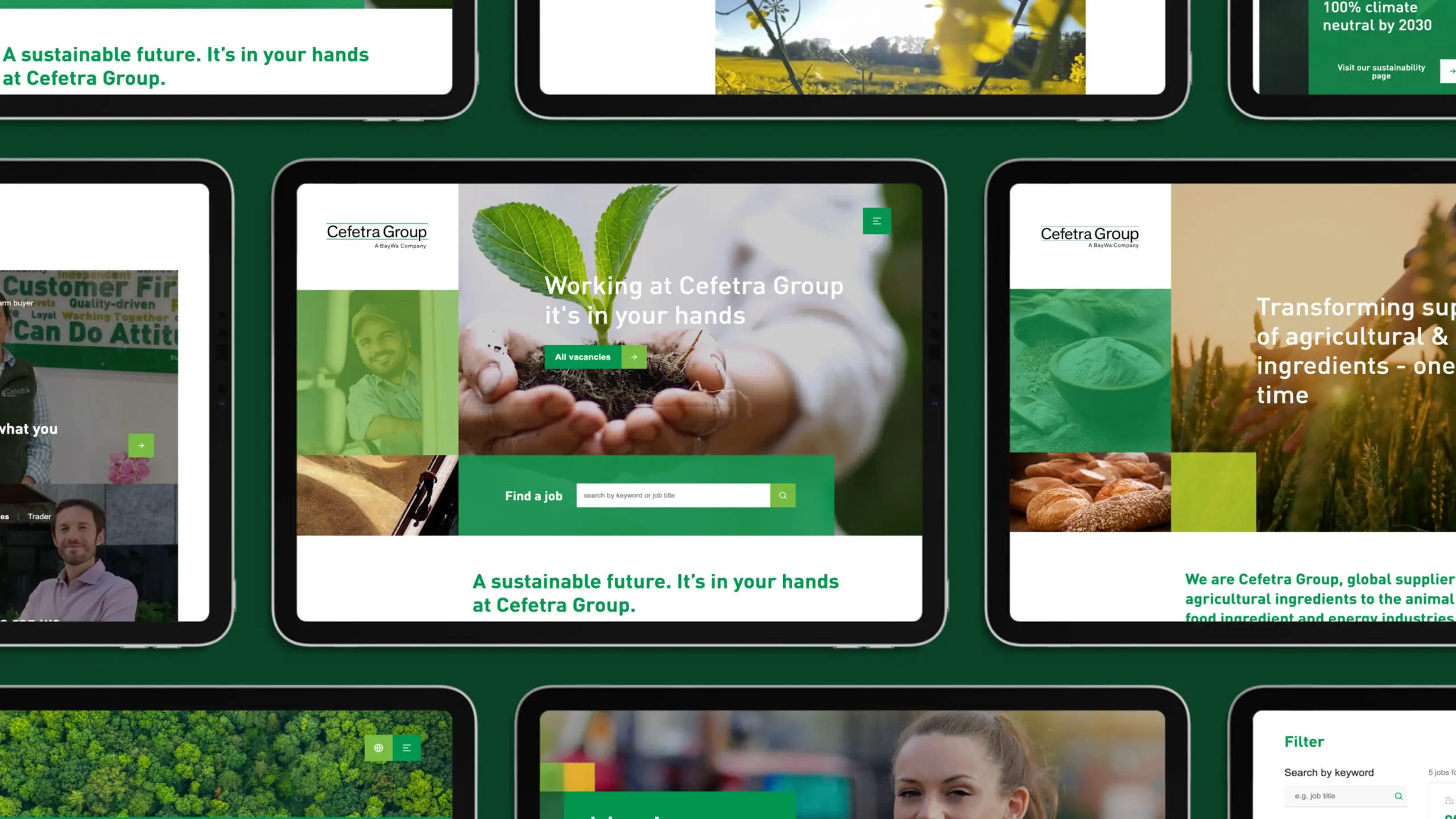 Schermen van de Cefetra website