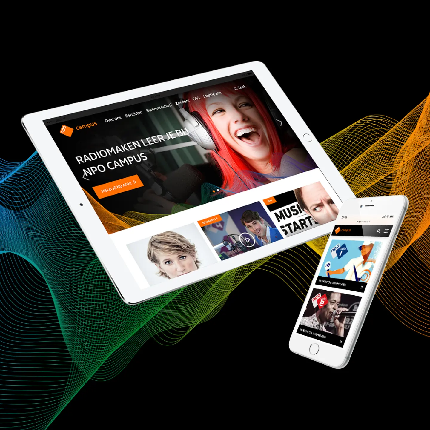 Screenshots van NPO op iPad en smartphone