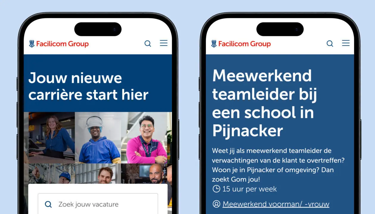 Twee schermen van Facilicom op mobiel