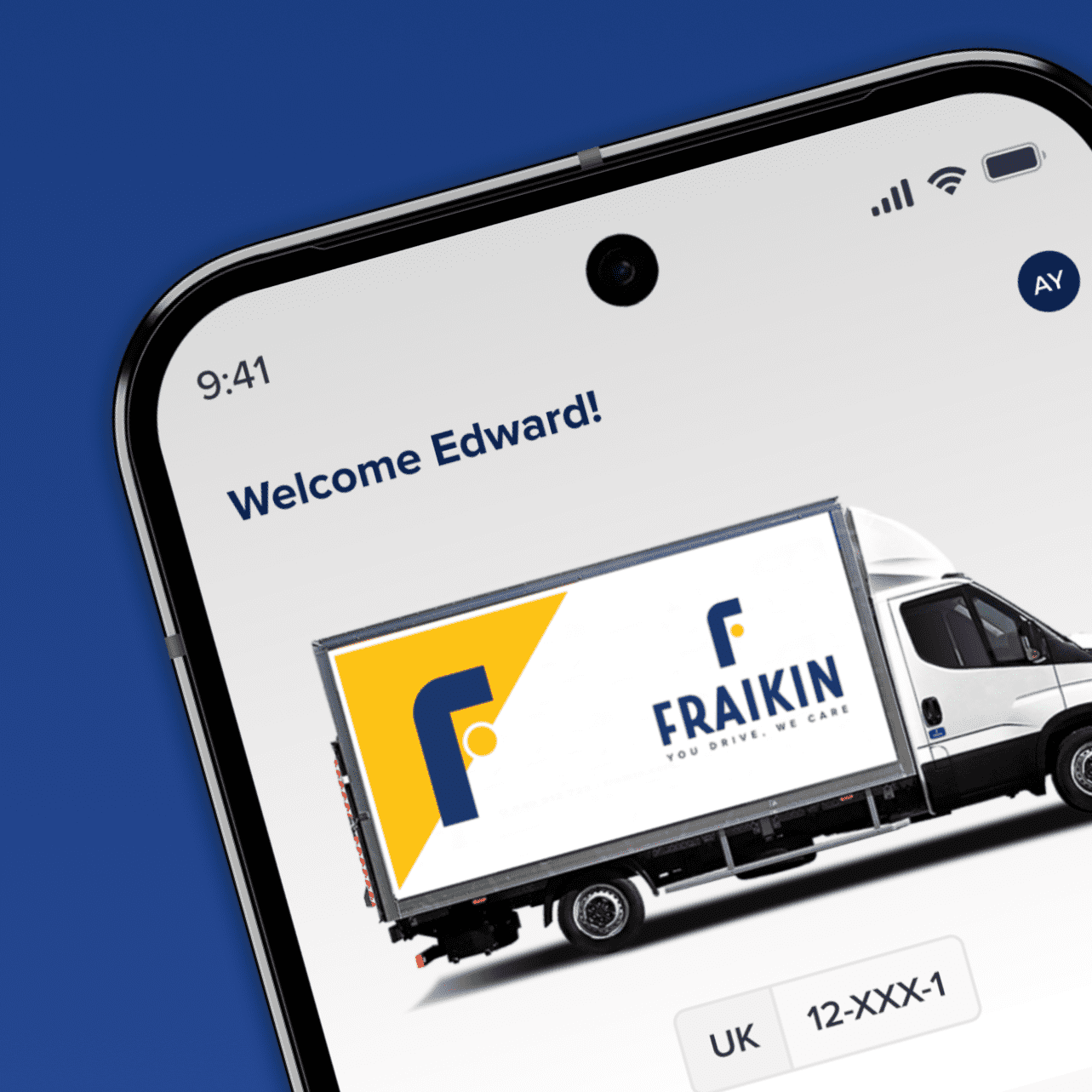 Mobile device met de tekst 'Welkom Edward'